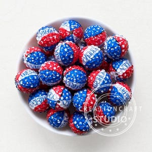 20mm America Bubblegum Rhinestone Beads,Chunky Acrylic Beads,Loose Beads