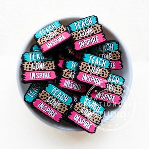 New Teach Love Inspire Silicone Focal Beads,Teacher Focal Beads For Pen,Loose Silicone Beads