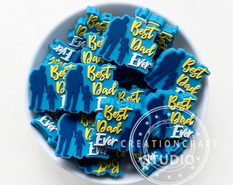 Best Dad Ever Beads, Dad Silicone Beads, Father's Day Focal Beads