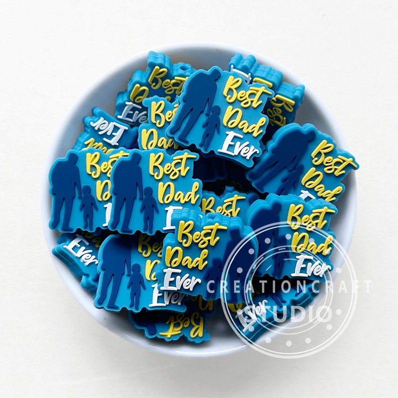Best Dad Ever Beads, Dad Silicone Beads, Fathers Day Focal Beads