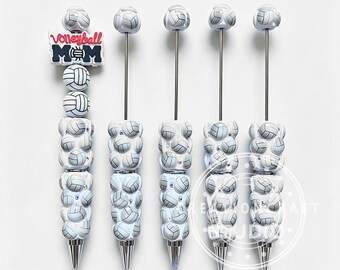 Funkelnder Volleyball-Perlenstift, DIY-Perlenstift zum Basteln von Sportschmuck