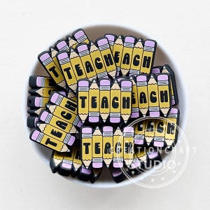 Teach Pencil Beads,Silicone Focal Pencil Teacher Beads,for Teacher Appreciation
