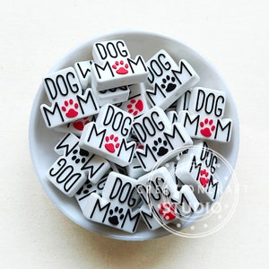 Dog Mom Silicone Beads, Silicone Mini Beads, Bulk Silicone Beads, Focal Beads