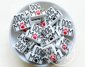 Dog Mom Silicone Beads, Silicone Mini Beads, Bulk Silicone Beads, Focal Beads
