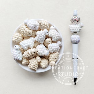 Sheep Acrylic Focal Beads, Sheep Shape Beads, Acrylic Loose Beads