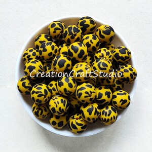 Mustard Cow Silicone Beads,Round Silicone Beads,  Wholesale Beads, 15mm  Silicone Beads Bulk, Jewelry Beads