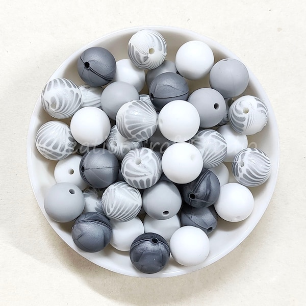 12/15mm Silicone Beads, 4 Colors Combo, Round Silicone Beads, Wholesale Beads, Loose Silicone Beads, Print Silicone Beads, Bulk Accessories