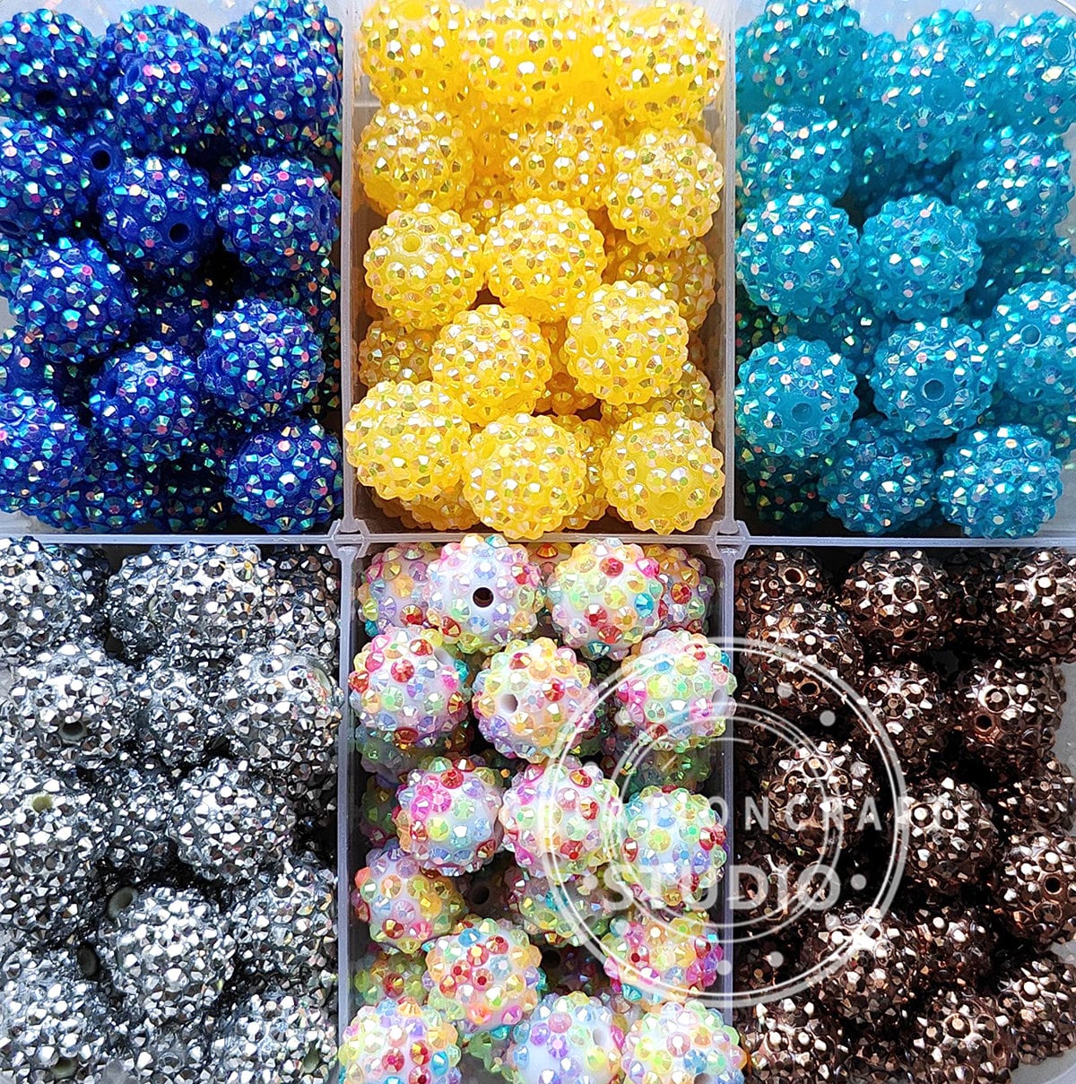16mm Beads, Rhinestone Bubblegum Beads, Beading Supplies, Acrylic Beads in Bulk, Gumball Beads