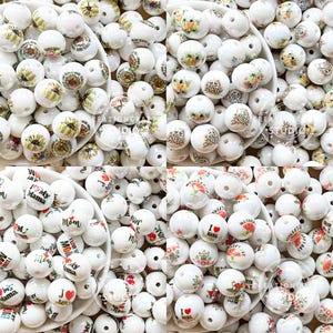 16mm Mom Print Acrylic Beads,Opal UV Gumball Loose Beads,Mixed Beads,Mothers Day Acrylic Beads