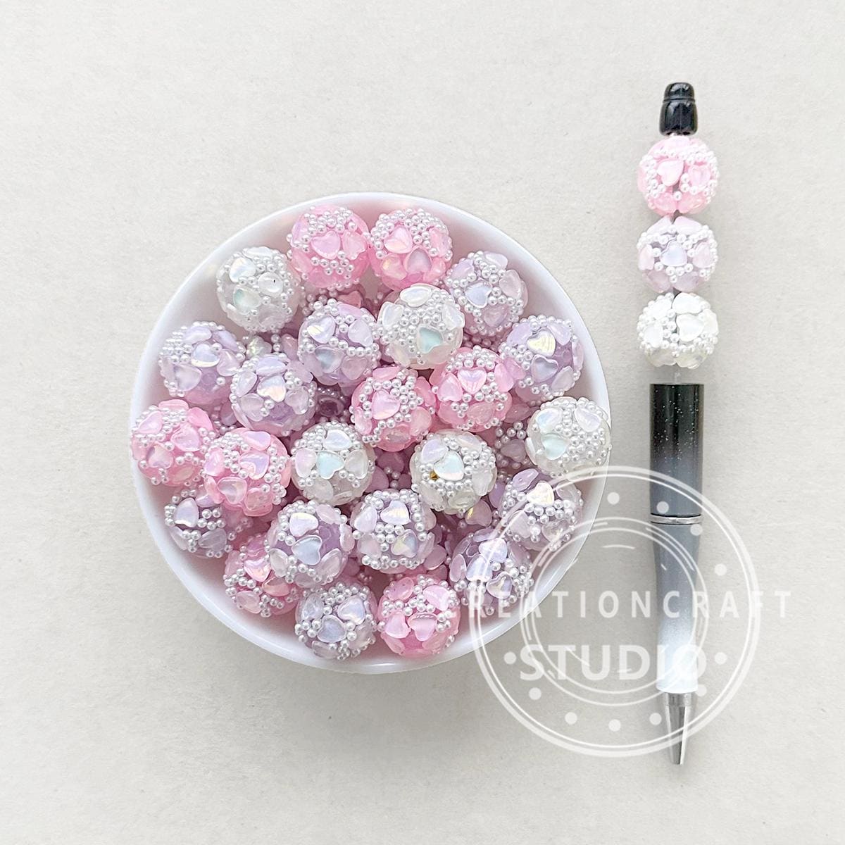 Fancy Heart Ball,Sparkle Beads,Fancy Acrylic Beads,Iridescent Beads