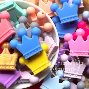 Random Mix Crown Shape Silicone Beads, Loose Beads, Assorted Color Crown Beads, DIY Necklace Accessories, Bulk Silicone Beads