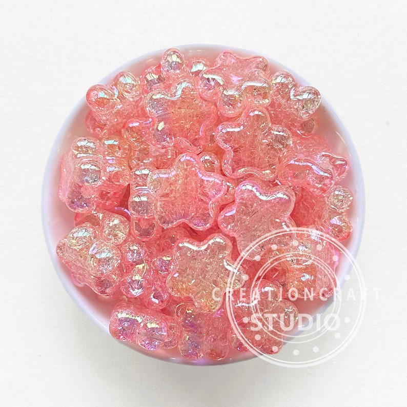 AB Crack Star Acrylic Beads, Iridescent Gradient Star Beads, Resin Beads,Pen Focal Beads Pink