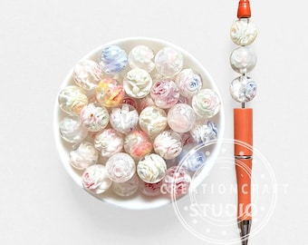 New 16mm Gradient Rose Acrylic Round Beads,Bulk Loose Gumball Beads DIY Pen Charm