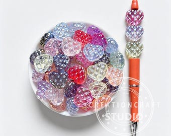 Transparent Heart UV Acrylic Mixed Color Loose Beads Wholesale,DIY Pen Jewelry Craft
