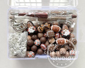 Kit de 188 piezas de cuentas variadas, kit de bolígrafo con cuentas para hacer uno mismo, cuentas de fútbol, cuentas de 15 mm, kit de llavero con cuentas sueltas