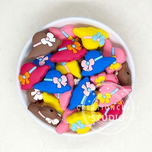 Hat Silicone Beads, Mini Sunhat Focal Beads, Charm Beads, Soft Silicone Beads, 1 - 50Pcs Wholesale Beads, DIY Jewelry