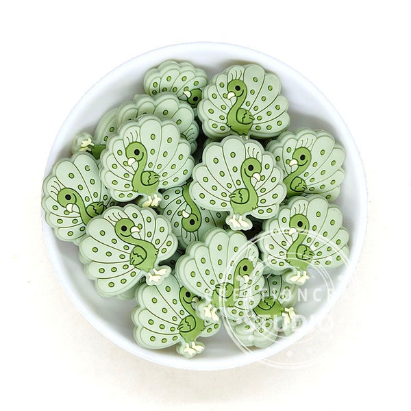 New Mini Peacock Silicone Focal Beads, DIY Teacher Lanyard, Wholesale Silicone Beads, Jewelry Making