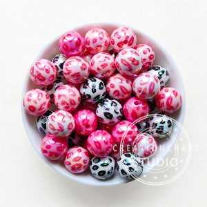 16 mm Opal Bubblegum Perlen,Mix Color Print Acrylperlen,Kauball Perlen