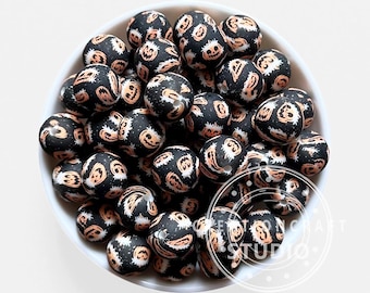 Pumpkin/Spider Web/Dinosaur Print Silicone 15mm Round Loose Beads DIY Bracelet Jewelry