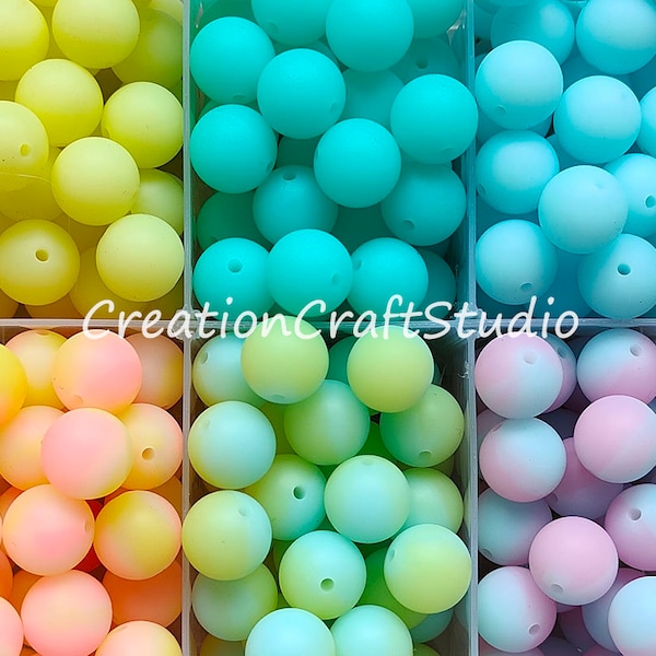 Perles de silicone phosphorescentes, perles de silicone rondes lumineuses de 15 mm, perles en gros