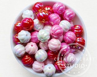 Mix Acrylic Pumpkin Beads, 16mm UV Pumpkin Shape Acrylic Beads, Bubblegum Beads