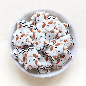 White Goat Silicone Beads, Silicone Focal Beads, Animal Beads, Bulk Silicone Beads, Craft Beads, 25*30mm