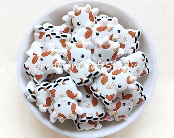 White Goat Silicone Beads, Silicone Focal Beads, Animal Beads, Bulk Silicone Beads, Craft Beads, 25*30mm