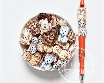 Fall Assorted Shape Dog Acrylic Focal Flat Beads,Loose Beads Wholesale DIY Jewelry Craft
