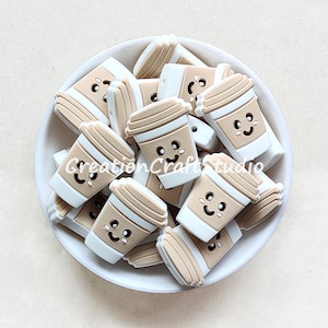 Navajo White Mini Coffee Cup Silicone Beads, 25*30mm Coffee Cup Shape Beads, Silicone Focal Beads