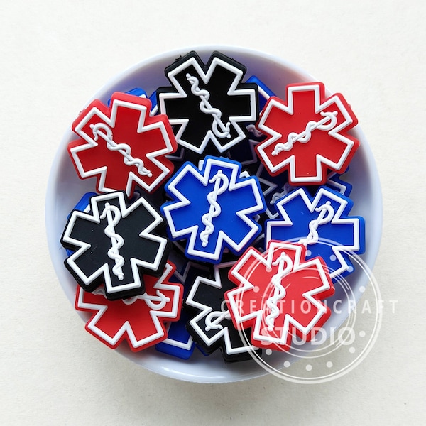 Medical Star of Life Silicone Focal Beads