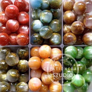 20mm Pearlescent Glitter Acrylic Chunky Bubblegum Beads, Loose in Bulk, 20mm Beads, Bubble Gum Beads