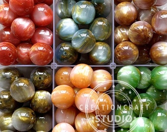 20mm Pearlescent Glitter Acrylic Chunky Bubblegum Beads, Loose in Bulk, 20mm Beads, Bubble Gum Beads