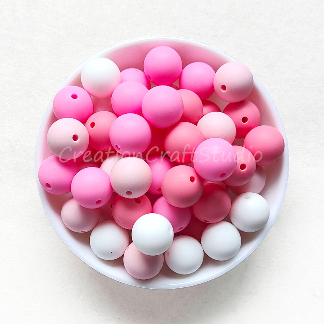 100Pcs Silicone Loose Beads 15mm Bracelet Beads for DIY Necklace