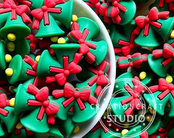 3D Christmas Bell Shape Silicone Beads,Bulk Loose Beads,DIY Beadable Focal Pen