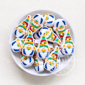 Regenbogen Zwerge Gonk Perlen, Silikon Fokalperlen, Zwerge Silikonperlen, DIY Schlüsselbund Schmuck machen Pride LGBTQ Cheer Up Geschenk