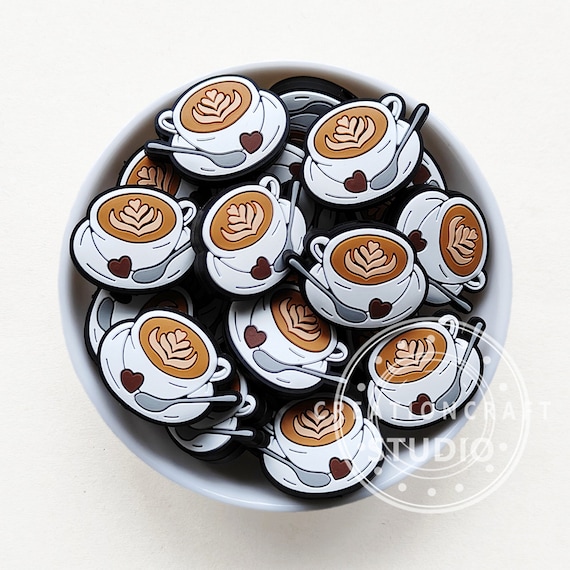 Coffee Silicone Focal Beads, Cup Of Coffee Silicone Beads