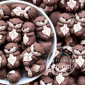 Animal Silicone Beads,3D Otter Beads,Cute Otter Silicone Beads,Focal Beads For Keychains Pen