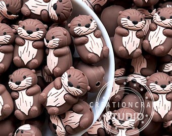 Animal Silicone Beads,3D Otter Beads,Cute Otter Silicone Beads,Focal Beads For Keychains Pen