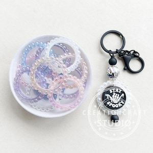 43mm Round Acrylic Focal Frame for Keychain, UV Circle Loop with 2 Hole,Acrylic Circle Ring