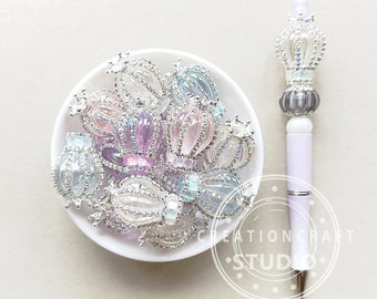 Crown Hot Air Balloon Acrylic Beads, Pen Focals Beads, Sparkling Rhinestone Beads, Sparkle Beads