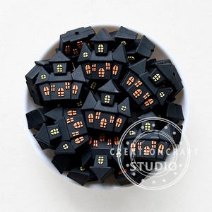 ハロウィンの不気味なビーズ、3Dお化け屋敷フォーカルビーズ、シリコンビーズ、DIYペン