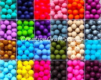 Vente en gros Perles rondes en silicone de 12/15 mm, boule de perles, perles de silicone