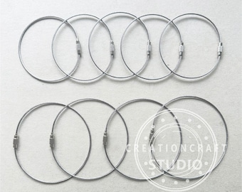 Beadable Wire Loop,15cm 20cm Stainless Steel Wire Rings,Wire Cable Keychain Blank