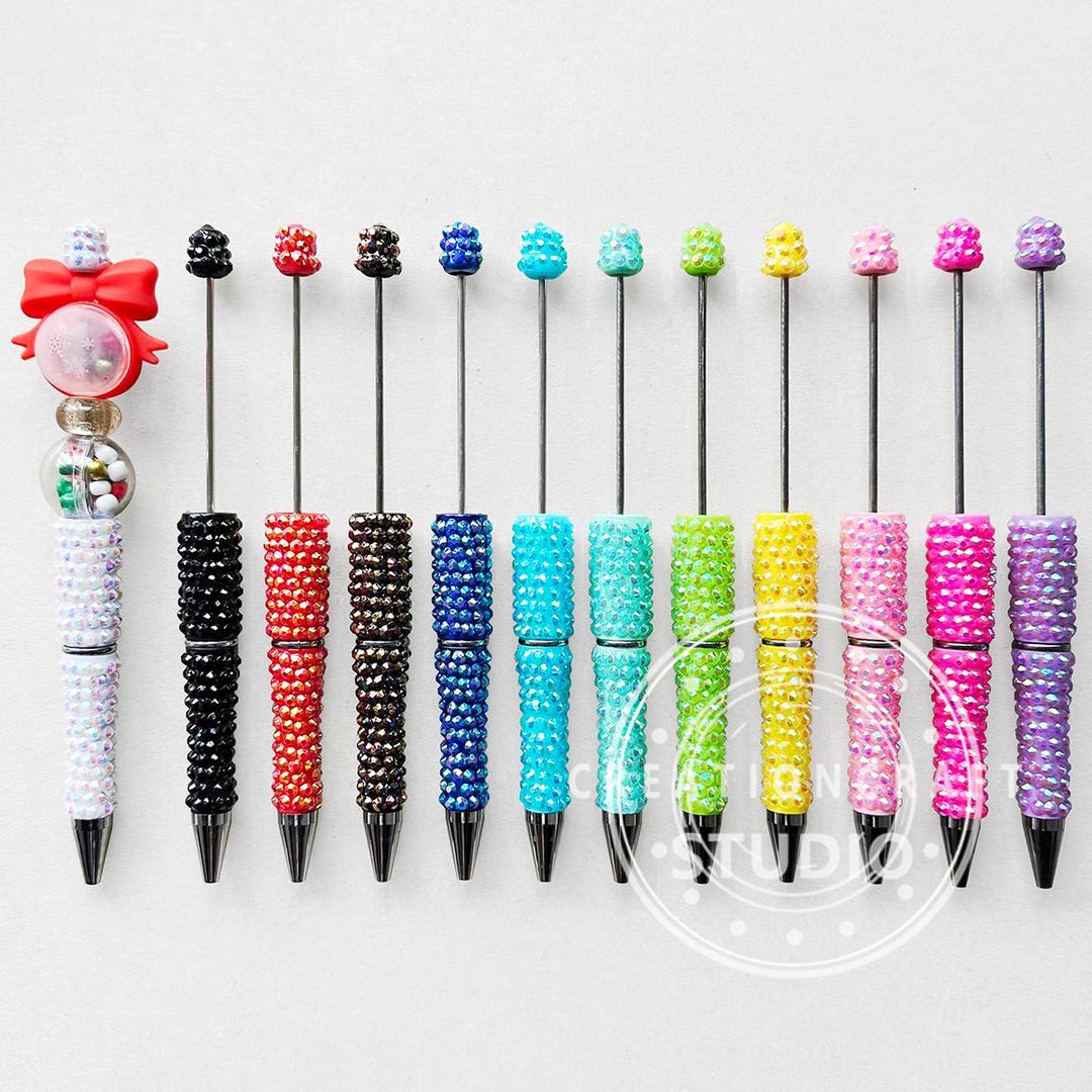 Cartoon Rhinestone Pen New Rhinestone Pen,12 Colors Assorted Ballpoint Pens,beadable Blank-add ...