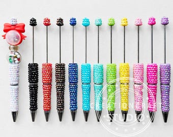 New Rhinestone Pen,12 Colors Assorted Ballpoint Pens,Beadable Blank-Add your own Beads