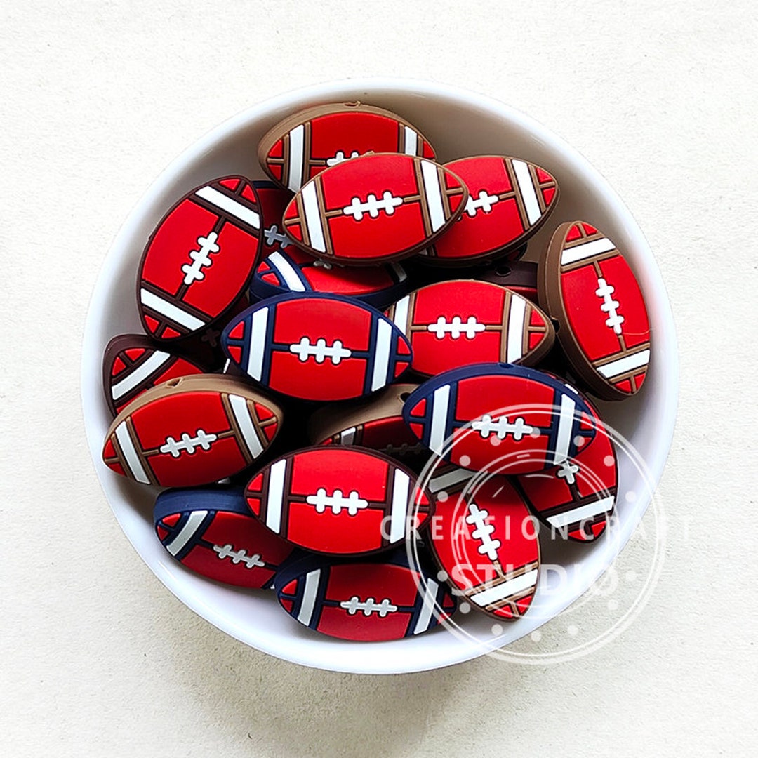 American Football Beads, Jewelry Making, 15mm Round Rugby Silicone Beads, Football  Beads, Bulk Beads, DIY Beaded Pen 