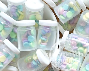 Pastel Tablets in Bottle Shape Silicone Shaker Beads,Medicine Pill Focal Beads