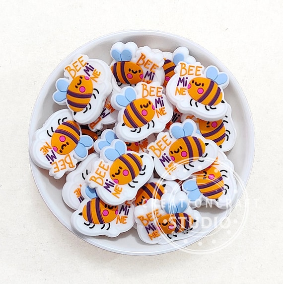 Bee Focal Bead 29*25mm, Jewelry Making, Silicone Focal Beads, Bulk Silicone  Beads, Bee Shape Loose Beads, DIY ID Badge Holder