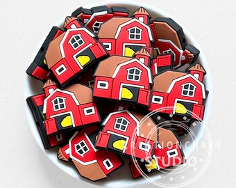 Red Farm Barn Focal Beads Wholesale,Country Loose Soft Beads DIY Beaded Keychain