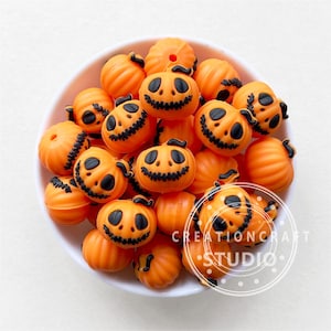 3D Pumpkin Beads, Silicone Beads, Loose Beads, Shape Beads, Halloween Pumpkin Beads, For Beaded Pen